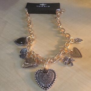 Torrid Gold and Silver Heart Charm Necklace